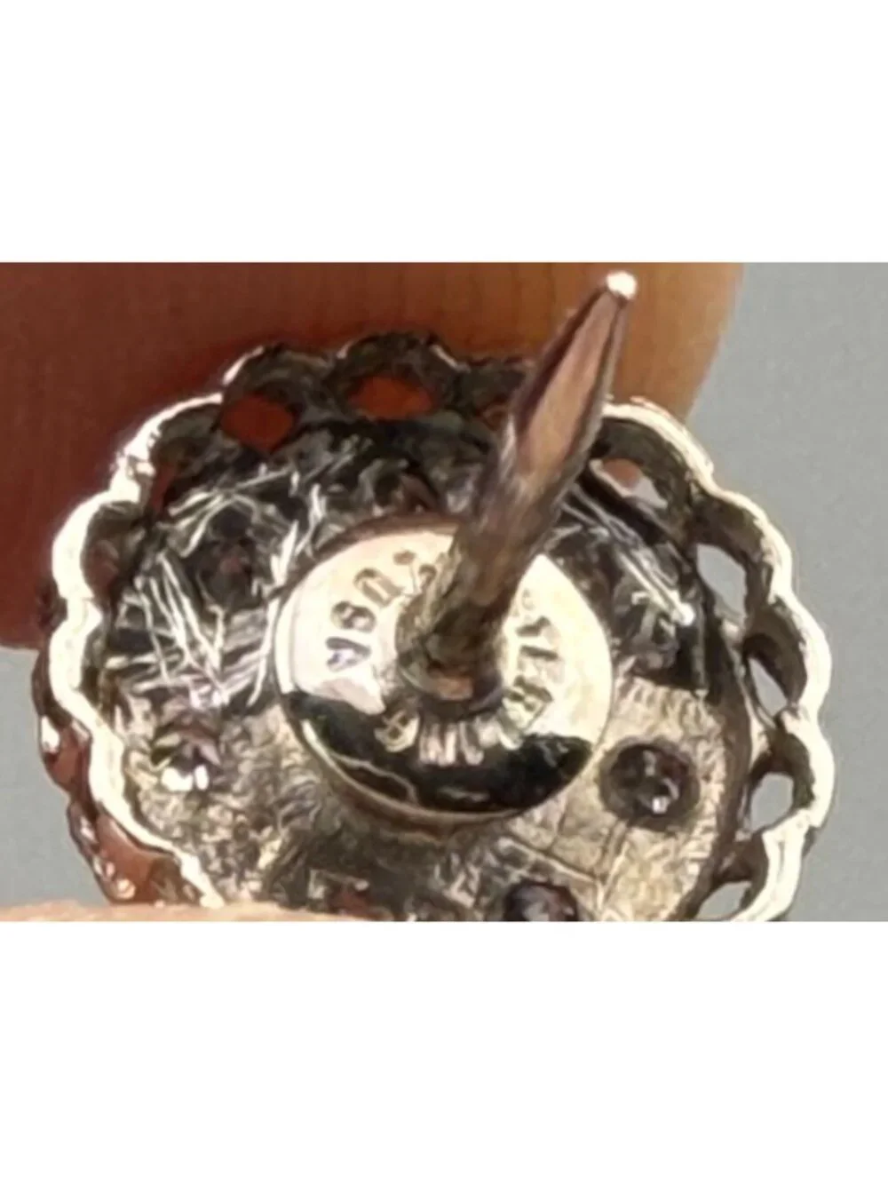 Vintage Cufflinks Sterling Silver Starburst Tie Tack & Links Set Diamond Accents
